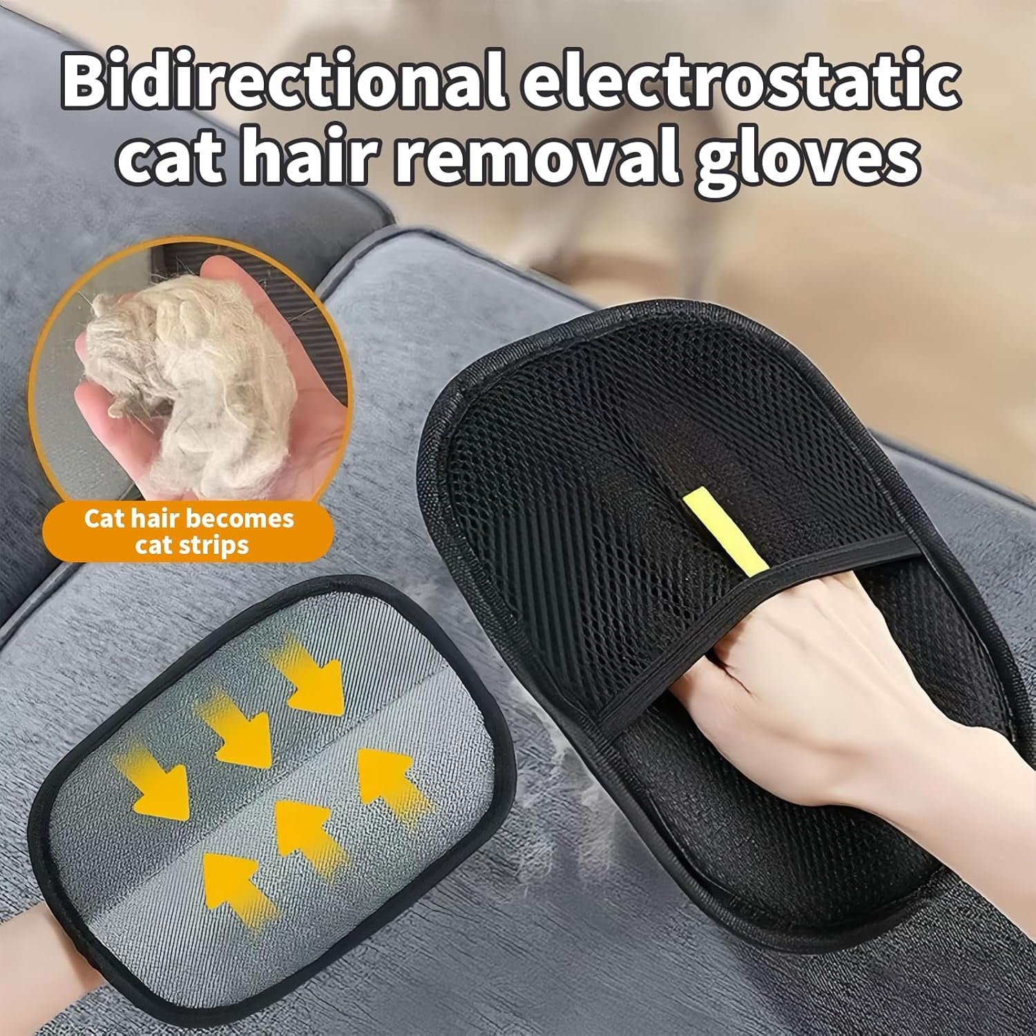 2-Pack Reusable Pet Hair Remover Gloves for Cats & Dogs